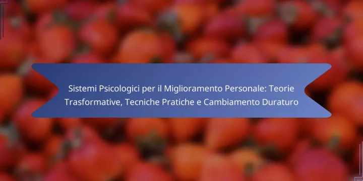 Sistemi Psicologici per il Miglioramento Personale: Teorie Trasformative, Tecniche Pratiche e Cambiamento Duraturo