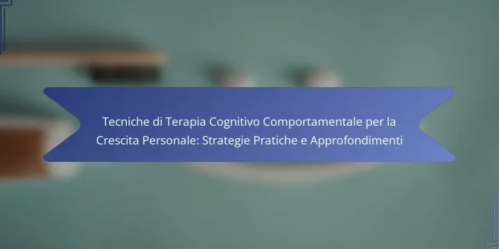 Tecniche di Terapia Cognitivo Comportamentale per la Crescita Personale: Strategie Pratiche e Approfondimenti