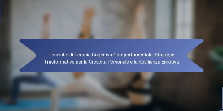 Tecniche di Terapia Cognitivo Comportamentale: Strategie Trasformative per la Crescita Personale e la Resilienza Emotiva
