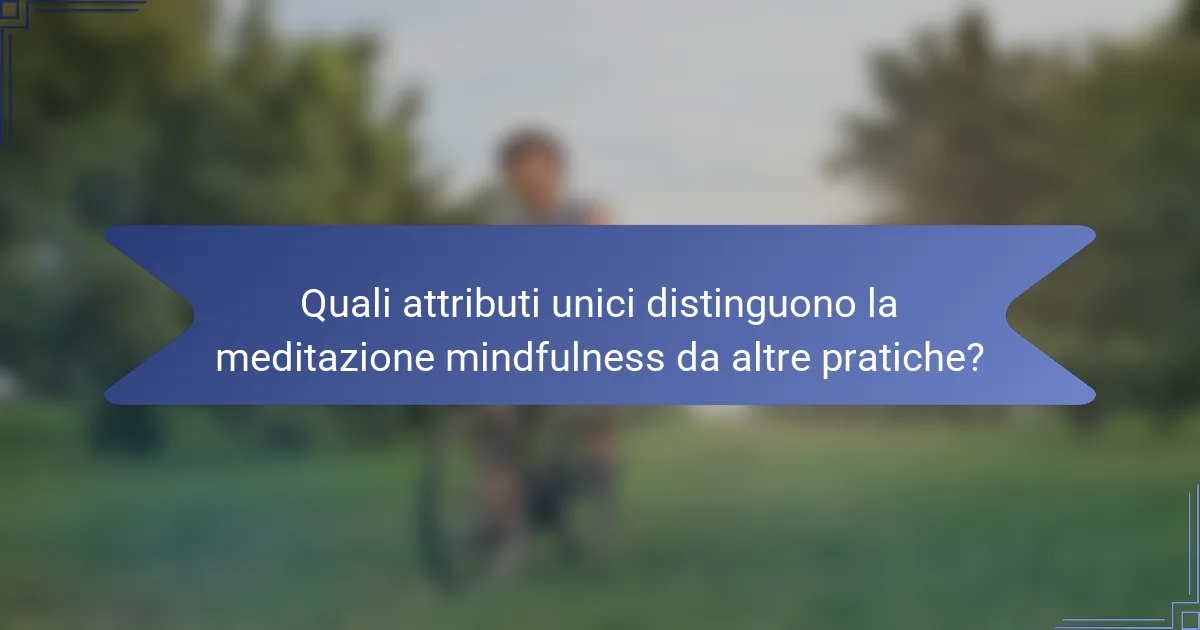 Quali attributi unici distinguono la meditazione mindfulness da altre pratiche?