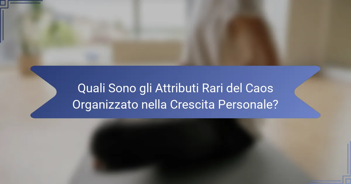 Quali Sono gli Attributi Rari del Caos Organizzato nella Crescita Personale?